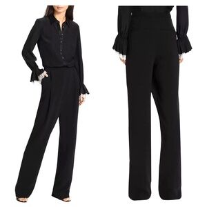 Unworn Cinq A Sept Juliet Wrap Front Straight Leg Trousers in Black